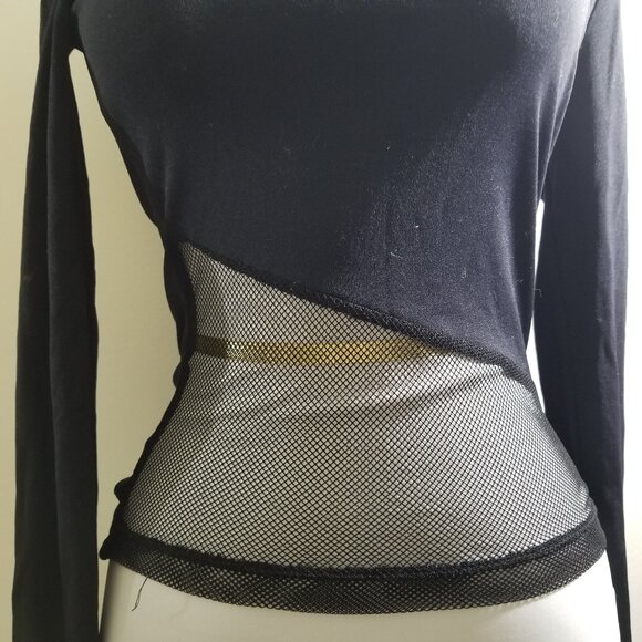 XOXO Brand black shirt with cute cut mesh on shoulder and side, size M - Picture 6 of 9